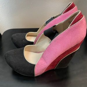 Black, Pink and Red Wedge Heel